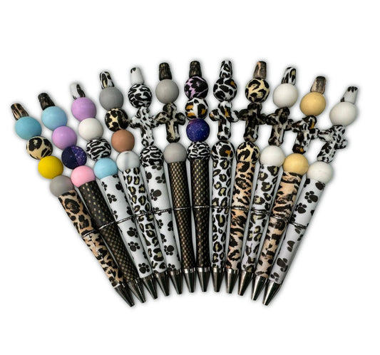 DIY silicone beading pen Creative Student handmade leopard print floral beading pen High appearance level printed silicone beading pen